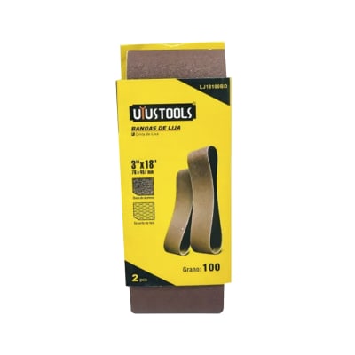 BANDAS DE LIJA 2PCS 3PULX18PUL 100# UYU LJ18100BD1