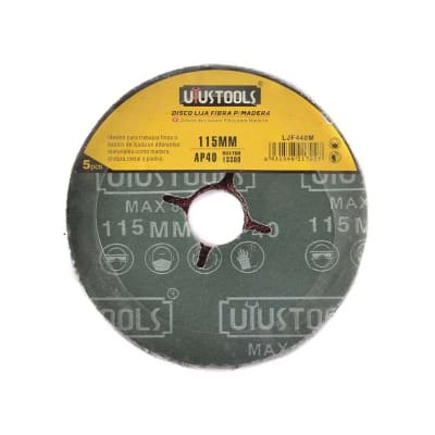 DISCO LIJA FIBRA P/MADERA 5UN/SET 115MM #40 UYU LJF440M1
