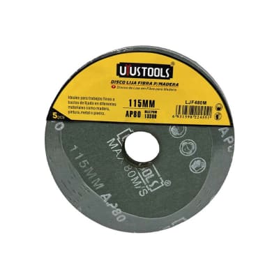 DISCO LIJA FIBRA P/MADERA 5UN/SET 115MM #80 UYU LJF480M1