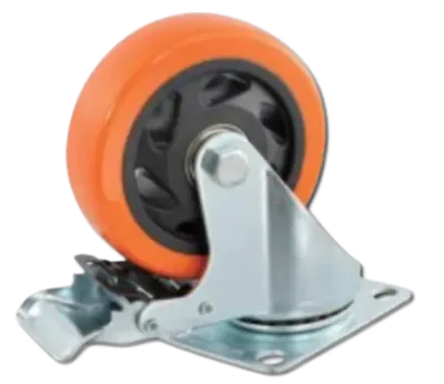 RUEDA INDUSTRIAL PVC/NARANJO CON FRENO 80KG 2,5''UYU1
