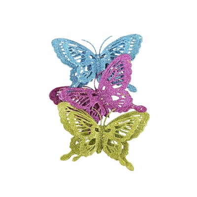 SET DE 3 ADORNO DE NAVIDAD DE MARIPOSAS DE COLORES1