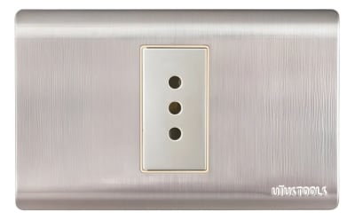 TOMA CORRIENTE EMPO. SIMPLE 10A ACERO-INOX CURVA UYUSPOOLS1