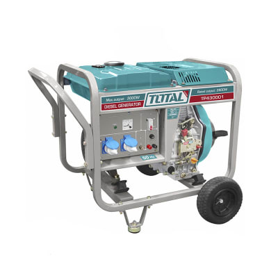 GENERADOR ELECTRICO DIESEL 220 V 3000 W ABIERTO ARRANQUE ELECTRICO MARCA TOTAL TP4300011