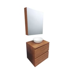 VANITORIO 60CM CON ESPEJO 3 PIEZAS COLOR NOGAL