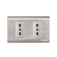 TOMACORRIENTE EMPO. DOBLE 16A ACERO-INOX CURVA UYUSTOOLS