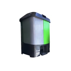 BASURERO PLASTICO 19 KG GRIS-VERDE