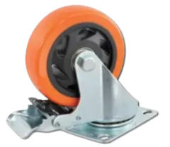 RUEDA INDUSTRIAL PVC/NARANJO CON FRENO 80KG 2,5''UYU