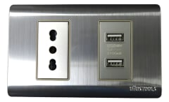 TOMACORRIENTE CON USB 16A ACERO - INOX CURVA UYU