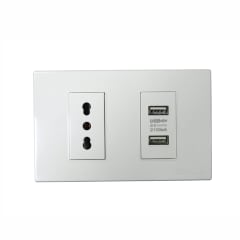 TOMACORRIENTE CON USB 16A PC-BLANCA