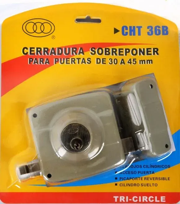 CERRADURA SOBREPONER PARA PUERTAS DE 30 A 45 MM GRIS NO.36 BLISTER1