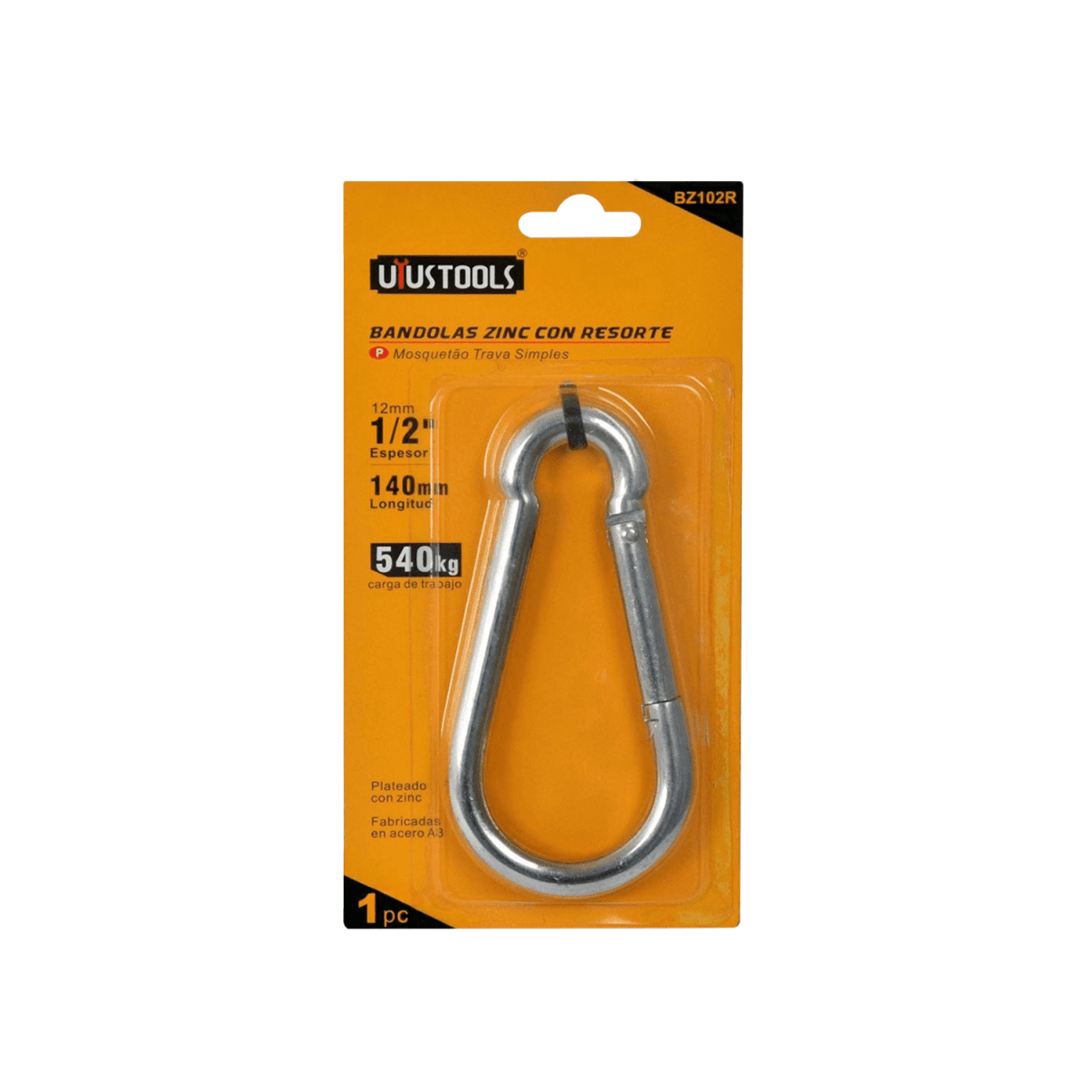 MOSQUETON ALUMINIO SIN ARGOLLA 7MM CAP 120KGS UYUSTOOLS 0