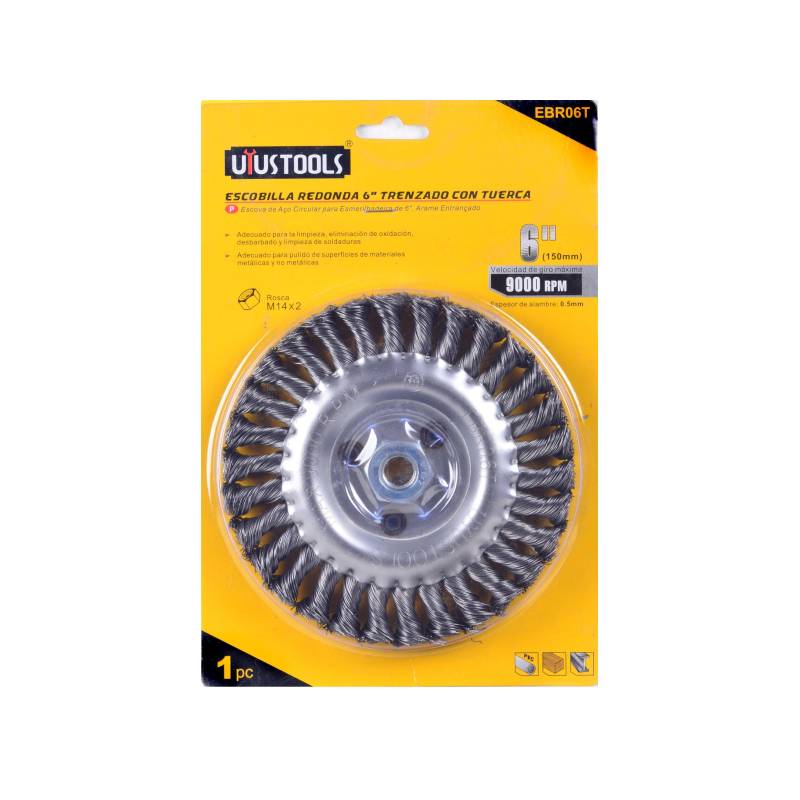 ESCOBILLA REDONDA 6'' TRENZADO CON TUERCA UYUSTOOLS EBR06T 0