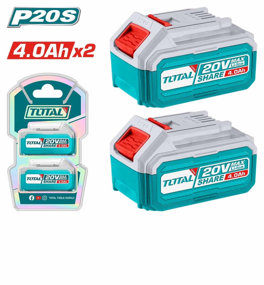 KIT X2 BATERÍA P20S 4.0A 20 V TOTAL TOSLI240312 0