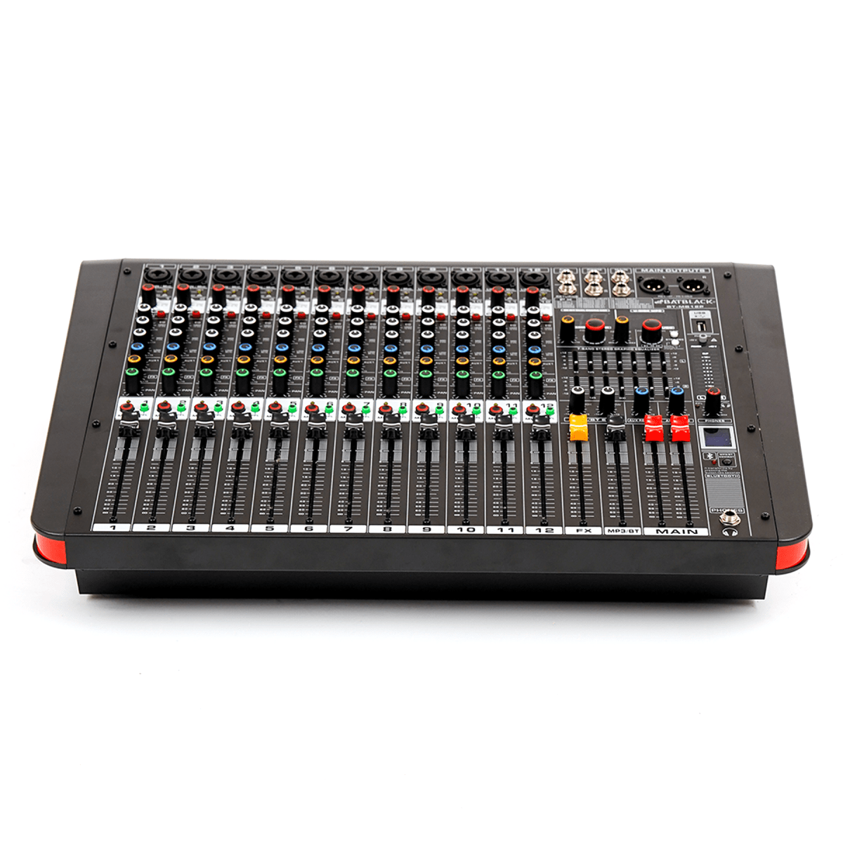 POWER CONSOLA BATBLACK BT-MB12P/CJ2 1200W 12 CANALES USB, BLUETOOH, EQ 0