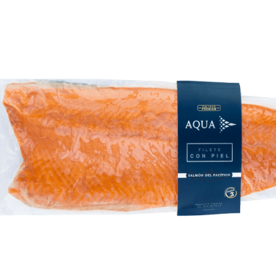 Filete Salmón del Pacifico con Piel. Peso 1.0 a 1.3 Kg aprox.