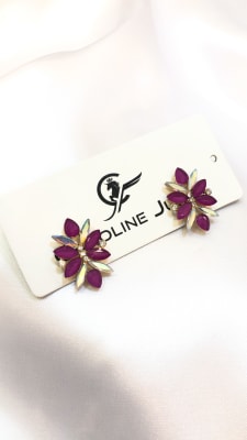 ARETES PEDRERIA FUCSIA 25881