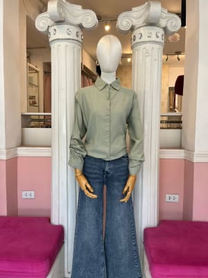 BLUSA RAYON VERDE MENTA LINEAS DORADAS1