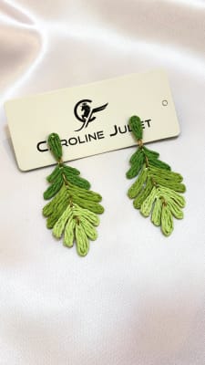 ARETE HOJA VERDE DORADO Y PAPEL ESPECIAL 26241