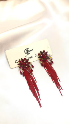 ARETES LARGOS ROJO 1516