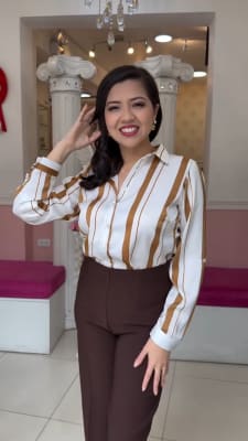 BLUSA SEDA PERLA RAYAS CAMEL1