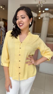 BLUSA NINA AMARILLO CAMISERO LINO1