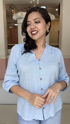 BLUSA NINA CELESTE CAMISERO LINO1