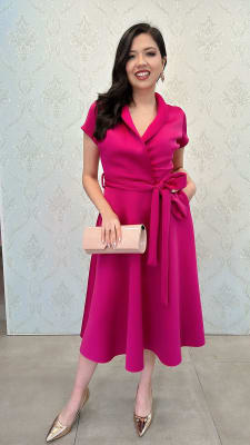 VESTIDO MIDI FUCSIA CON CINTURON1