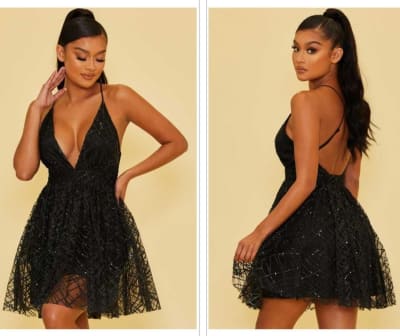 VESTIDO NEGRO CON BRILLOS