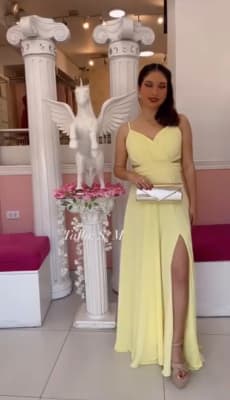 VESTIDO GASA AMARILLO CORSET CUT OUT1