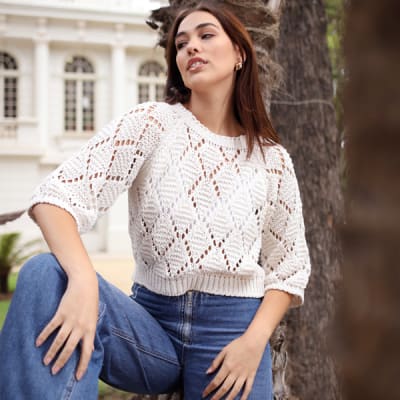 Polera calada Blanco Invierno