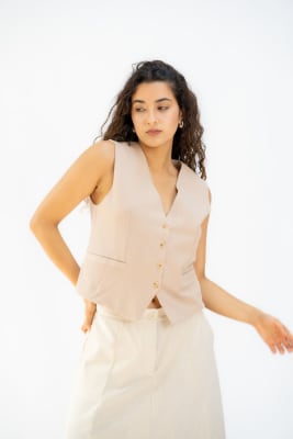 Chaleco Rayas - Beige2