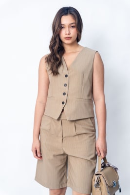 Chaleco Sastre - Beige Rayas