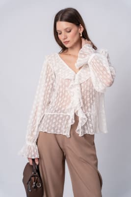 Blusa Encaje - Hueso