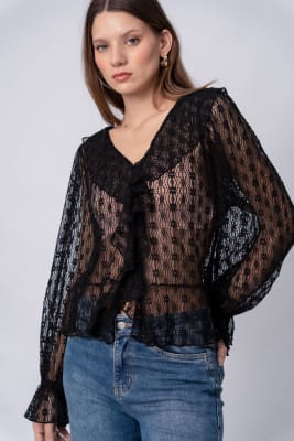 Blusa Encaje - Negro