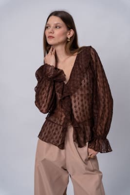 Blusa Encaje - Marrón