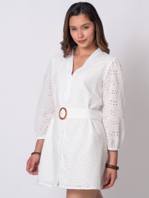 Vestido Broderie - Blanco