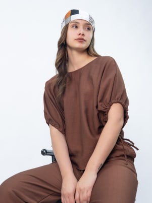 Blusa Abullonada - Marrón3