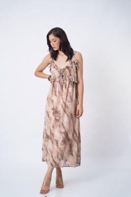 Vestido Gasa - Beige Print1