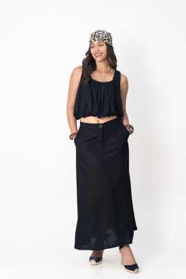 Falda Lino - Negro
