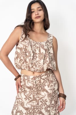 Blusa Globo - Beige Print