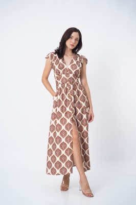 Vestido Oriana - Print Marrón