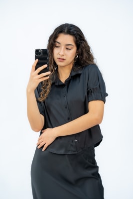 Blusa Satín - Negro1