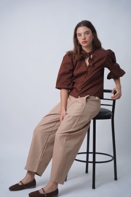 Pantalón Barrel - Topo