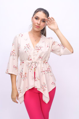 Blusa Seda - Beige Print3