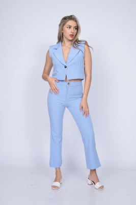 PANTALON FLARE- CELESTE
