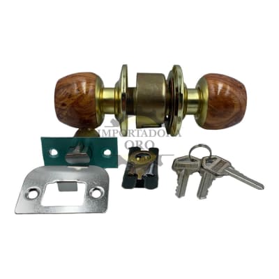 Cerradura Pomo Chapa Bola Color madera1