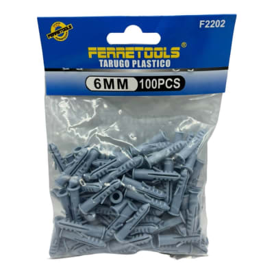 Tarugo plastico 6mm con Tope 100 unidades F2202