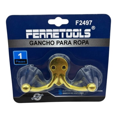 Gancho Perchero Doble Colgador Dorado F2497