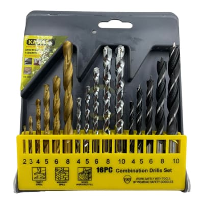 Set de Brocas para Metal Madera y Concreto 16 piezas km1065