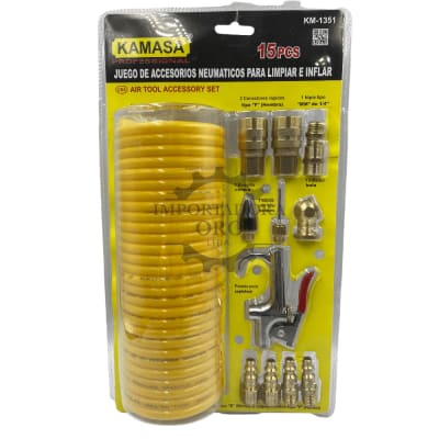 Juego de acople accesorios para aire 15 piezas km13511